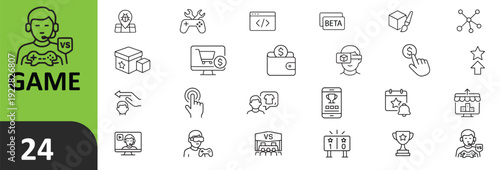 A collection of 20 icons related to gaming and technology