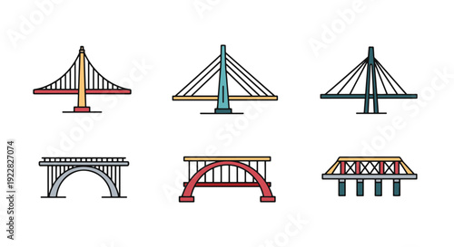 Modern Bridge Line dynamic creative tone vector