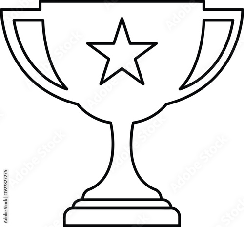 Winner Trophy Cup with Star Icon – Achievement and Success Line Art Illustration