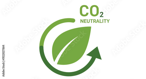 Carbon neutrality concept with a green leaf recycling arrow and CO2 text