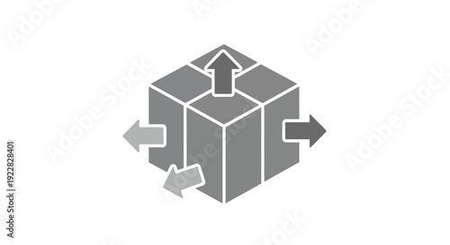 Cube with arrows rotating around.