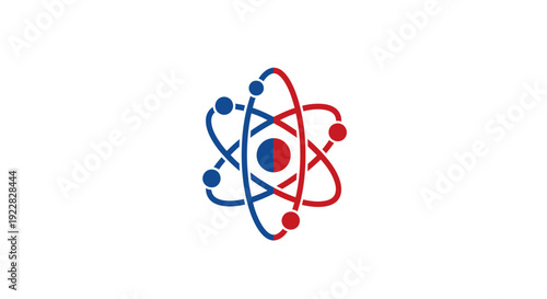 Atom Structure with Red Blue Electrons.