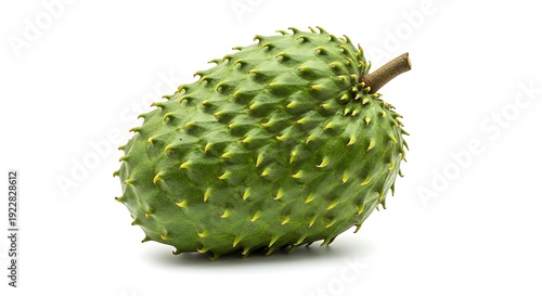 A green fruit with yellow spikes