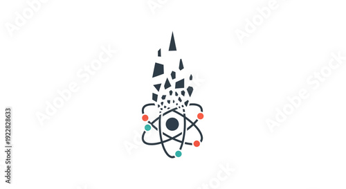 Disintegrating Atom Structure Symbol Graphic.