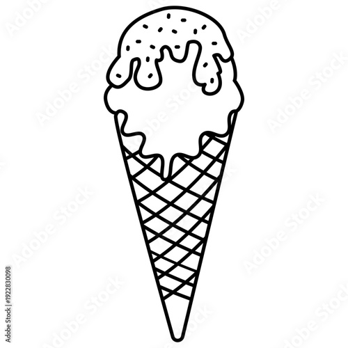 Ice cream vector icon. Waffle cone illustration sign. Ice lolly symbol. Frozen juice logo.