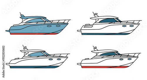 Motorboat Line art soft dynamic tone illustration