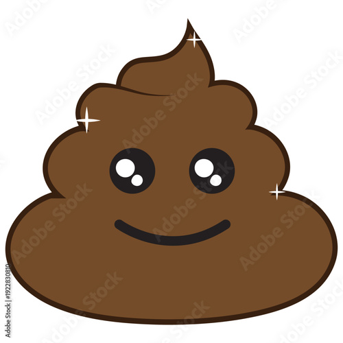 cute poop character with eyes .vector illustration.isolated on black background.