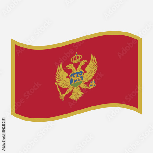Montenegro flag waving isolated on white background national symbol