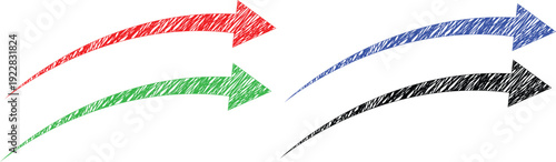 Hand Drawn Curved Arrow Set Sketch Style Directional Arrows Collection vector