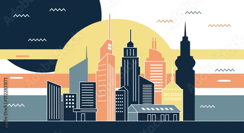 Cityscape with Skyscrapers and Modern Architecture.