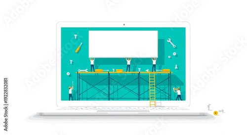 Laptop with Creative Workspace on Screen.