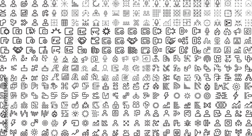 Collection of various business and technology related icons on white background