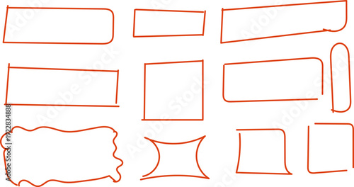 Hand drawn box frame pen border doodle rectangle shape. Childish chalk texture. Cute frames for school or kindergarten posters, textbooks and educational books, text vector design.