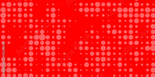 A vibrant red background features a halftone pattern of lighter red dots creating a dynamic and textured visual effect throughout the image high-quality.