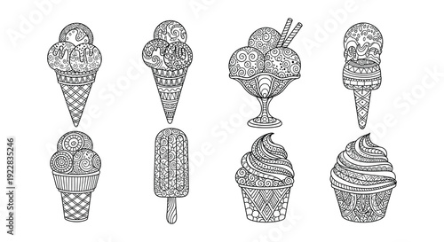 popsicle, icecream, frozen, treat, dessert, summer, handdrawn, sketch, illustration, doodle, pattern, blackandwhite, monochrome, texture, graphic, art, design, vector, stick, sweet, cold, shapes, abst