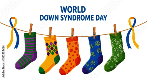 Diversity Celebration Illustration with Colorful Socks for World Down Syndrome Day Awareness