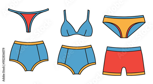 Panties Line art abstract bold color illustration