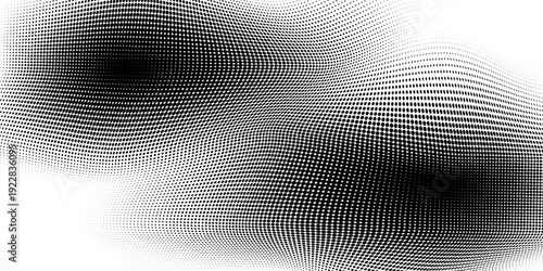 Wavy dot lines background. Pattern of dots, dotted lines, circles of different scale. Futuristic pattern. Monochrome backdrop to create backgrounds, templates, posters in a modern minimalist style