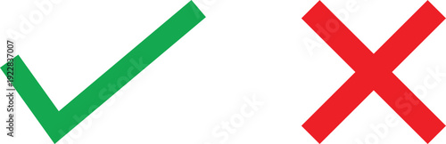 Green checkmark and red cross vector