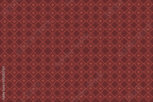 Red ethnic pattern; design; style; ikat; fabric seamless pattern - Thai silk fabric, dress, textile, khit, thai silk weaving