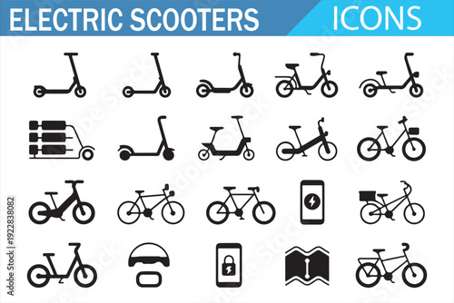 E Scooter and Electric Bike Outline Icons Sustainable City Transport