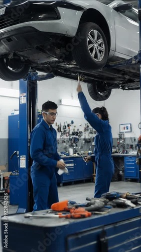 Car maintenance in automotive repair shop