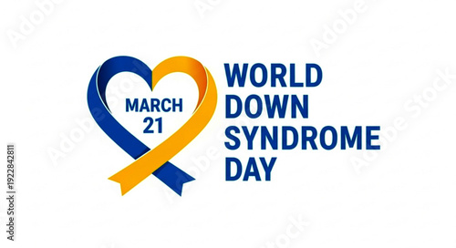 Heart Ribbon Symbol Promoting Inclusion, Diversity and World Down Syndrome Day Awareness Campaign