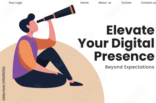 Digital Marketing Landing Page Concept Flat Vector Illustration