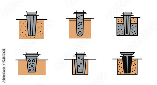 Pile Foundation Line contemporary color design vector