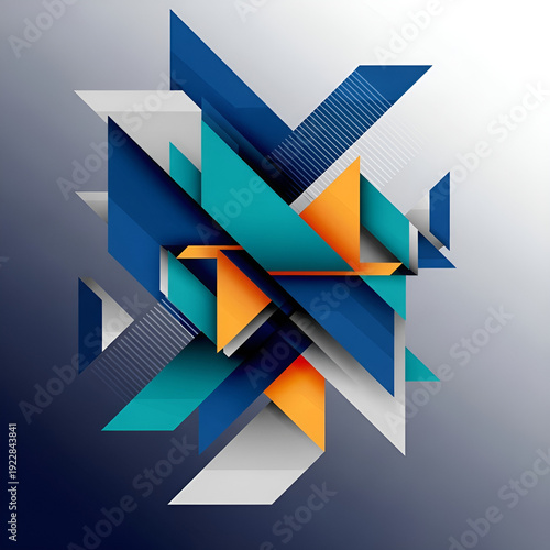 Dynamic Abstract Geometric Shapes Background with Blue, Teal, and Orange