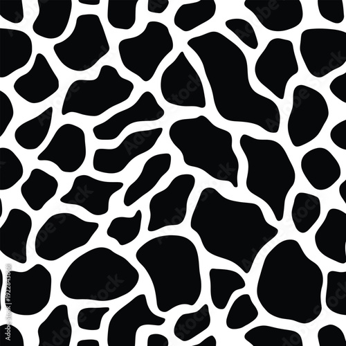 Seamless Black And White Cow Print Pattern Background