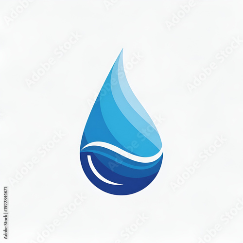 Modern Blue Water Drop with Waves Icon Design