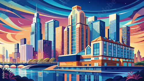 Very beautiful The Langham Chicago overlooks the Chicago River with sleek modern design, panoramic skyline views, and refined urban sophistication in Illinois, USA.
