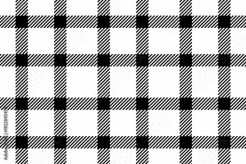 Window fabric vector check, robe tartan textile texture. Infinity pattern background seamless plaid in white and black colors.