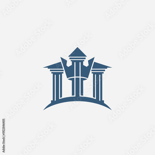 Classical Courthouse Building with Pillars and Dome Logo in bright studio background