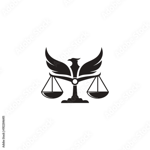 Eagle Phoenix with Scales of Justice Logo on isolated white background