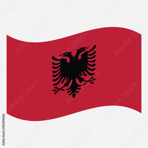 Albania flag waving isolated on white background national symbol