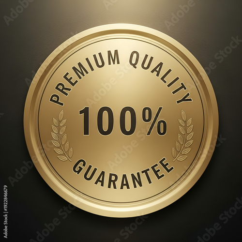 Premium Quality 100% Guarantee Gold Badge on Dark Background