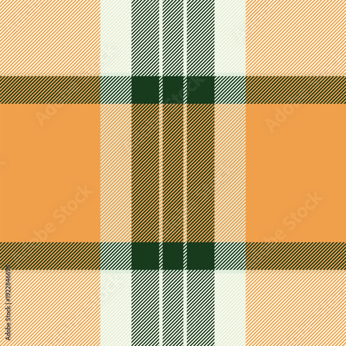 Material pattern tartan vector, tissue textile background check. Post fabric texture seamless plaid in orange and light colors.