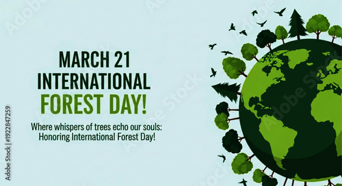 Celebrate International Forest Day on March 21 with Earth and Trees Illustration and Inspiring Quotes