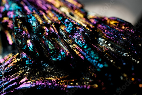 Iridescent metallic crystal close-up