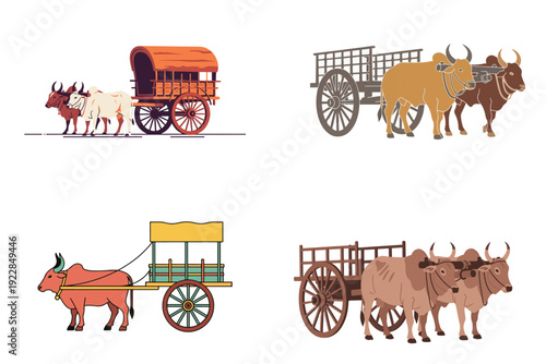 Indian Bullock Cart Flat Illustration – 2D Vector