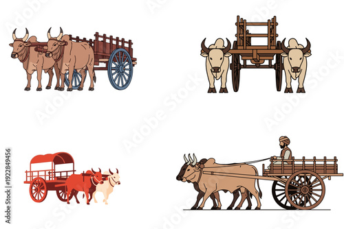 Indian Bullock Cart Flat Illustration – 2D Vector