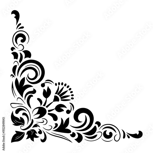 Black corner floral ornament