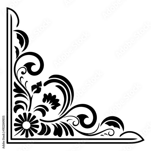 Black corner floral ornament