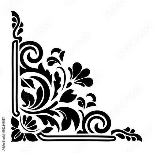 Black corner floral ornament