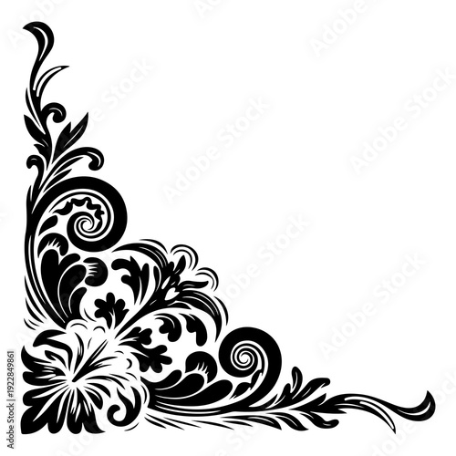 Black corner floral ornament