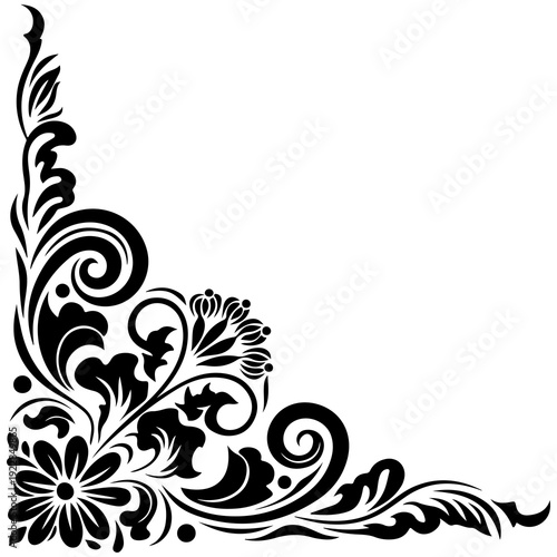 Black corner floral ornament