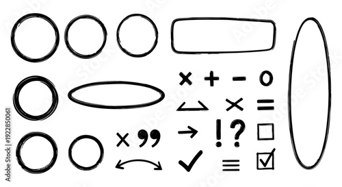 Hand Drawn Doodle Shapes and Symbols Collection.