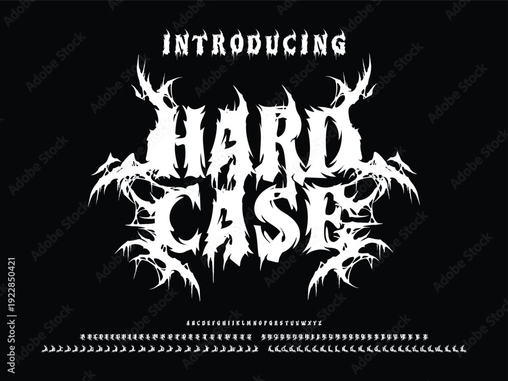 Fototapeta premium Death Metal, Black Metal, Heavy metal font. typography, scary, horror, vector element. Brutality Alphabet Typeface. Vector Set ABC editable for graphic design resources, stickers, prints, poster etc.